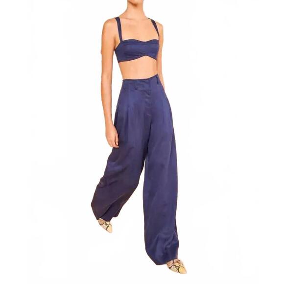NEW ULLA JOHNSON carine wide leg trouser pants in sapphire - Picture 5 of 6